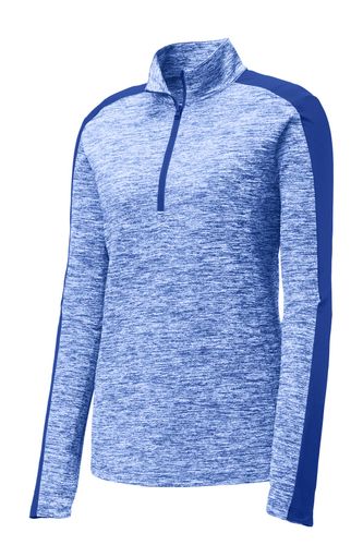 Sport-Tek Women's PosiCharge Electric Heather Colorblock 1/4-Zip Pullover.  image thumbnail