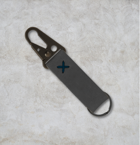 Busker Leather Keychain with Antique Nickel Carabiner image thumbnail