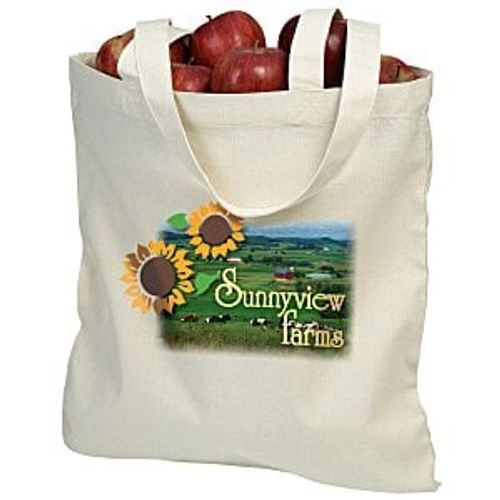 Cotton Sheeting Natural Economy Tote - 15-1/2" x 15" - Full Color image thumbnail