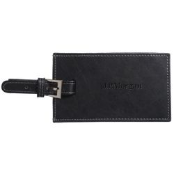 Image of Leather Luggage Tag - Black