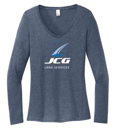 District Women's Perfect Tri Long Sleeve V-Neck Tee DT135 image thumbnail