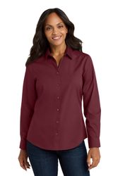Image of Port Authority Women's Long Sleeve Carefree Poplin Shirt. LW100