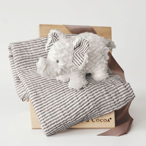 Olive & Cocoa Elephant with Swaddle image thumbnail