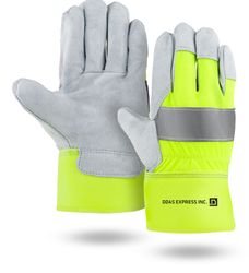 Image of Hi-Viz Suede Cowhide Leather Palm Gloves