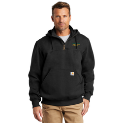 Image of GREEN WAVE - Carhartt Rain Defender Paxton Heavyweight Hooded Zip Mock Sweatshirt