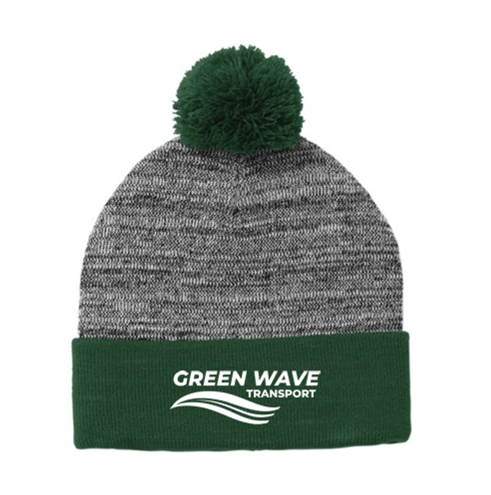 GREEN WAVE - Sport-Tek Heather Pom Pom Beanie primary image