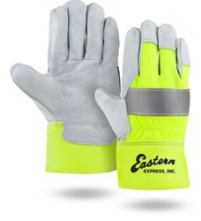 Image of Hi-Viz Suede Cowhide Leather Palm Gloves
