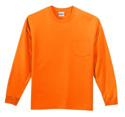 Image of Gildan - Ultra Cotton 100% US Cotton Long Sleeve T-Shirt with Pocket. 2410