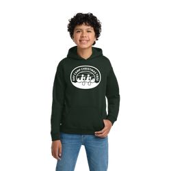Image of Day Camp Christmas Tree Youth Pullover Hooded Sweatshirt