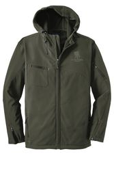 Image of Port Authority® Textured Hooded Soft Shell Jacket