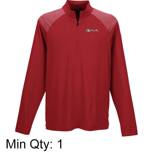 adidas® Stripe Block Red 1/4-Zip Pullover- Men's image thumbnail