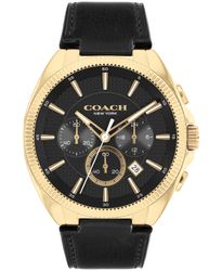Image of Coach Men's Black Leather Strap Watch