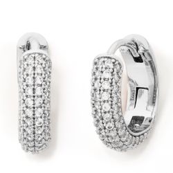 Image of Kate Spade Pave Crystal Huggies Earrings in Silver