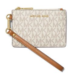 Image of Michael Kors Small Logo Coin Wristlet in Vanilla