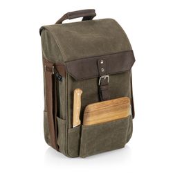 Image of Picnic Time 2-Bottle Wine & Cheese Bag - Khaki Green