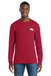 Image of Red Long Sleeve Pocket Tee 