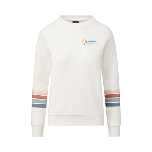 WOMENS STRIPED SLEEVE CREWNECK SWEATSHIRT image thumbnail