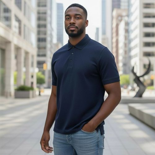 Micro Texture Polo - Navy image thumbnail