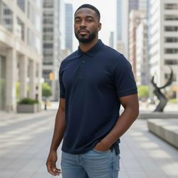 Image of Micro Texture Polo - Navy