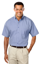 Image of Men's Short-Sleeve Superblend Poplin Shirt with Matching Buttons - BG7266S
