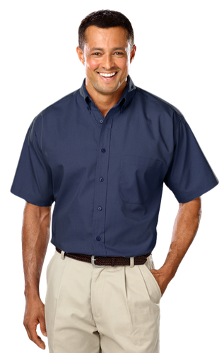 Men's Short-Sleeve Superblend Poplin Shirt with Matching Buttons - BG7266S image thumbnail