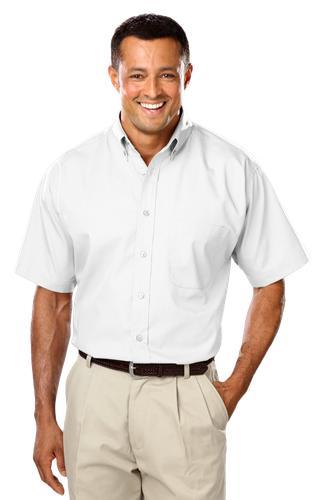 Men's Short-Sleeve Superblend Poplin Shirt with Matching Buttons - BG7266S image thumbnail