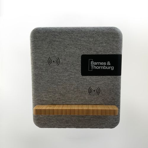 Fabric & Bamboo Wireless Charger w/Clock image thumbnail