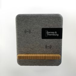 Image of Fabric & Bamboo Wireless Charger w/Clock