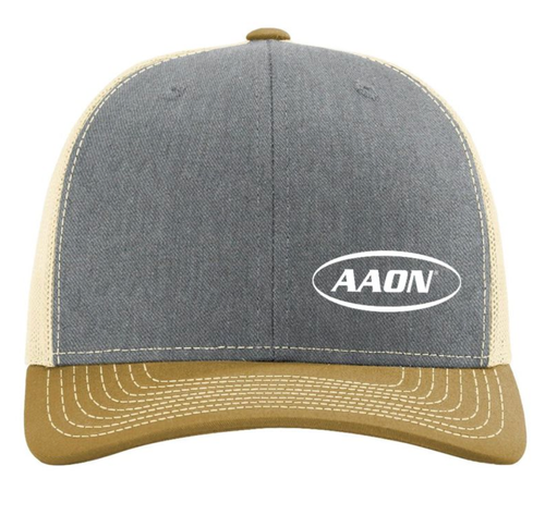 Richardson 112 - Heather Grey/Birch/Amber Gold Snapback Trucker Cap image thumbnail