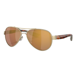 Image of Costa Womens Loreto Sunglasses Brushed Gold/Gold Mirror 580G, Size 56 frame