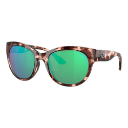 Image of Costa Womens Maya Sunglasses Shiny Coral Tortoise/Green Mirror 580G, Size 55 frame