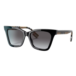 Image of Burberry Womens Elsa Sunglasses Black/Light Grey Gradient Dark Blue, Size 53 frame