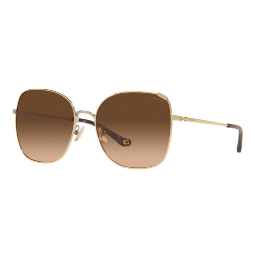 Coach Womens HC7133 Sunglasses Shiny Light Gold/Dark Brown Gradient, Size 57 frame image thumbnail