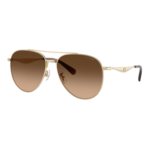Coach Womens Pillow Tabby Pilot Sunglasses, Shiny Light Gold/Brown Gradient, Size 57 frame image thumbnail