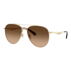 Image of Coach Womens Pillow Tabby Pilot Sunglasses, Shiny Light Gold/Brown Gradient, Size 57 frame