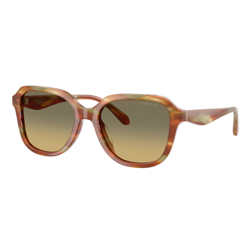 Coach Womens Oval Square Sunglasses Striated Bark/Green Grey Gradient, Size 53 frame image thumbnail