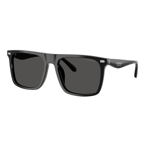 Coach Flat Top Square Sunglasses Black/Grey Solid, Size 57 frame image thumbnail