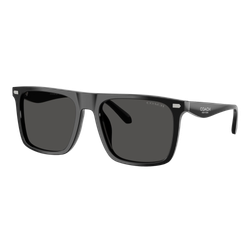 Image of Coach Flat Top Square Sunglasses Black/Grey Solid, Size 57 frame