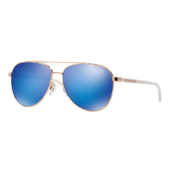 Image of Michael Kors Womens Hvar Sunglasses Rose Gold-White/Blue Mirror, Size 59 frame