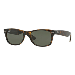 Image of Ray-Ban Polarized New Wayfarer Classic Sunglasses, Tortoise/Polarized Green Solid Color, Size 52 frame