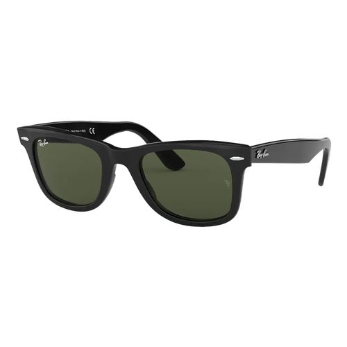 Ray-Ban Original Wayfarer Sunglasses Black/Green Classic G-15, Size 50 frame image thumbnail