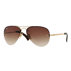 Image of Ray-Ban Semi-Rimless Aviator Sunglasses Gold/Brown Gradient, Size 59 frame