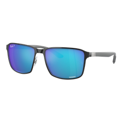 Image of Ray-Ban Polarized RB3721CH Sunglasses Black on Silver/Polarized Blue Chromance, Size 59 frame