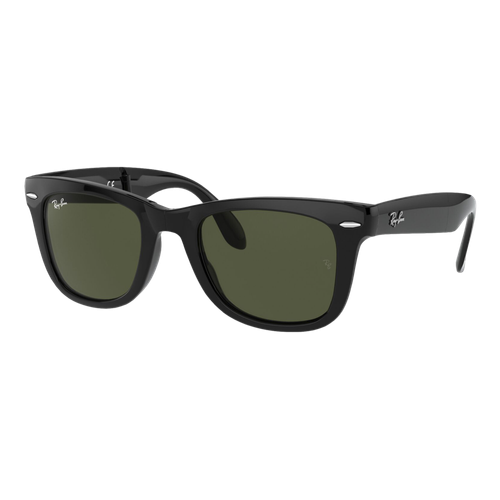 Ray-Ban Wayfarer Folding Sunglasses Black/Green Classic G-15, Size 50 frame image thumbnail