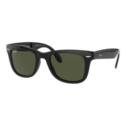 Image of Ray-Ban Wayfarer Folding Sunglasses Black/Green Classic G-15, Size 50 frame