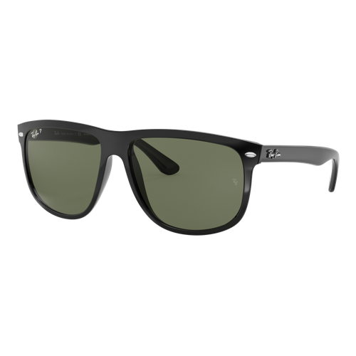 Ray-Ban Polarized Flattop Boyfriend Sunglasses, Black/Polarized Green Classic G-15, Size 60 fram image thumbnail