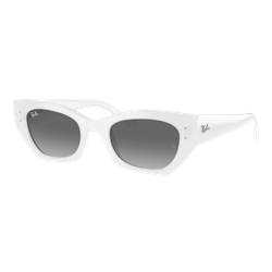 Image of Ray-Ban Zena Bio-Based Sunglasses Polished White Snow/Grey Gradient, Size 52 frame