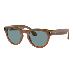 Image of Ray-Ban Meta Headliner Smart Glasses Shiny Caramel/Blue, Size 50 frame