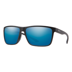 Image of Smith Polarized Riptide Sunglasses Matte Black/ChromaPop Glass Polarized Blue Mirror