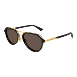 Image of Bottega Veneta BV1373S Sunglasses Black-Gold/Brown, Size 55 frame